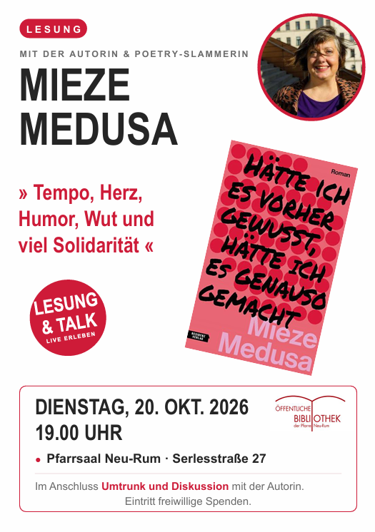 Veranstaltungsplakat Lesung Mieze Medusa